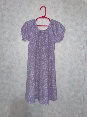 wonder nation Purple Floral Puff-Sleeve Dress